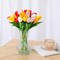 Fake Flowers Tulips Artificial Flower 15pcs Real Touch PU 14" for Spring Easter Home Kitchen Wedding Bouquet Bulk Mother's Gift Day Decorations(Assorted Colors,5)